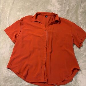 SHEIN Women's Bold Orange Button-Down Shirt